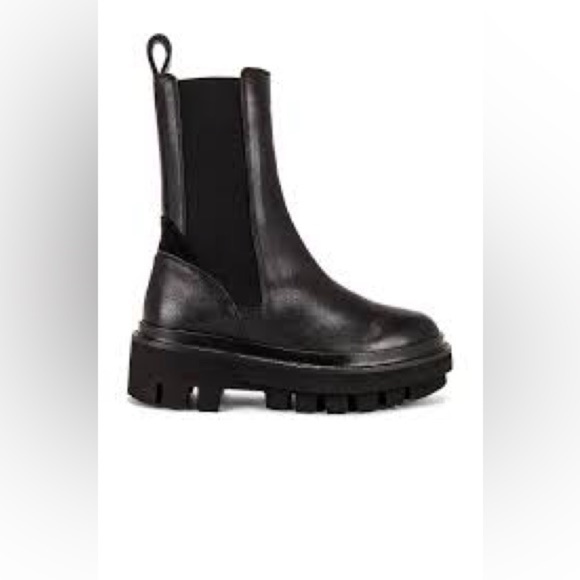 AllSaints Billie tall chunky leather Chelsea boots in black - Picture 2 of 13